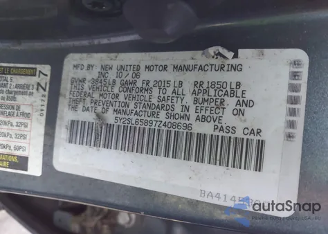 2007 Pontiac Vibe from USA, damaged, VIN 5Y2SL65897Z408696